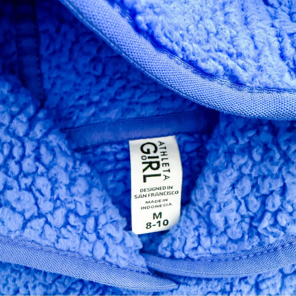 Athleta Girl So Snug Sherpa Hoodie size M (8-10) blue / purple / periwinkle - Picture 4 of 6